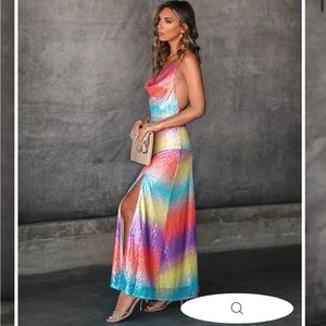 NWT sequin cowl neck dress